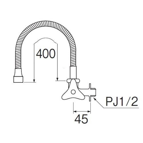 SANEI(サンエイ) ベンリー直横形自在水栓 パイプ長さ400ｍｍ A286A4-13 |  | 01