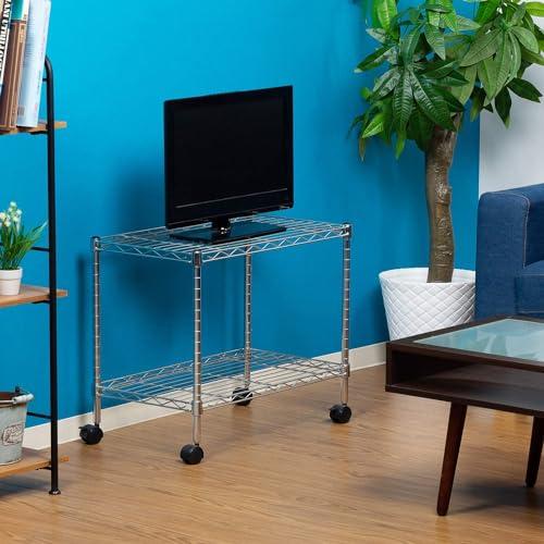 不二貿易(Fujiboeki) テレビ台 ローボード 2段 幅60×奥行35×高さ51m シルバー キャスター付き メタルラック 組立商品 91 |  | 01