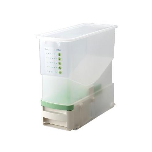 Belca 日本製 米びつ 水洗いできる計量米びつ 容量10kg 幅18.9×奥行43.5×高さ40cm クリア 無洗米対応 ローラー付き BR | 