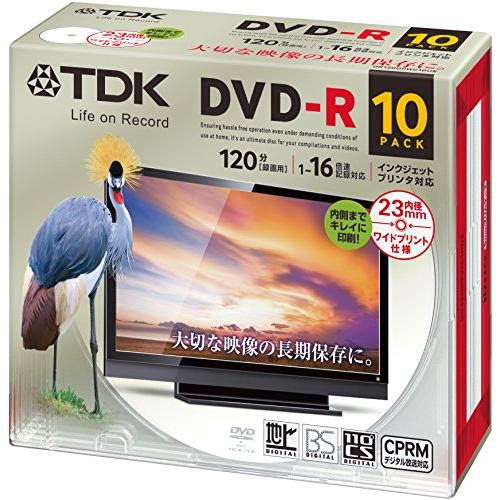 TDK 録画用DVD-R デジタル放送録画対応(CPRM) 1-16倍速 インクジェットプリンタ対応(ホワイト・ワイド) 10枚パック 5mmス | 