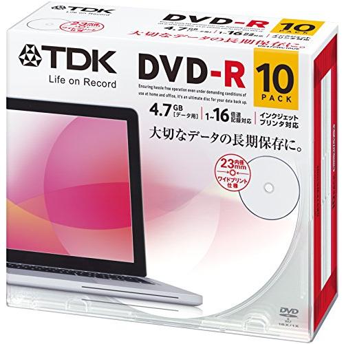 TDK データ用DVD-R 4.7GB 1-16倍速対応 ホワイトワイドプリンタブル 10枚パック 5mmスリムケース DR47PWC10UE | 