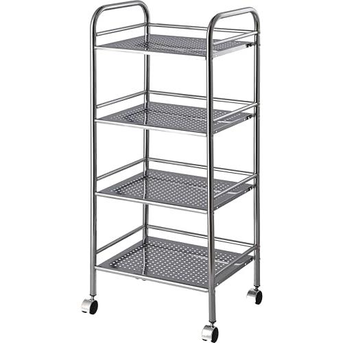 不二貿易 キッチンワゴン ラック 4段 幅40×奥行32×高さ97.5cm シルバー キッチン収納 スチール キャスター付き 組立商品 9339 | 