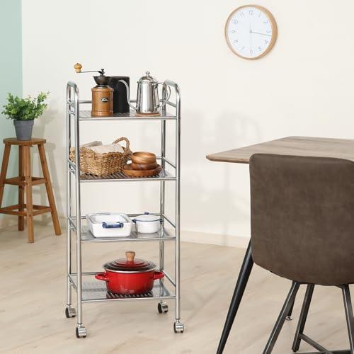 不二貿易 キッチンワゴン ラック 4段 幅40×奥行32×高さ97.5cm シルバー キッチン収納 スチール キャスター付き 組立商品 9339 |  | 01