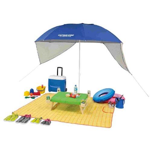 キャプテンスタッグ BBQ 海用 パラソル UVカット ウイング240cm ブルーM-1601 |  | 01