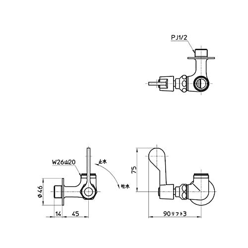 SANEI(サンエイ) 厨房用水栓本体 レバーハンドル・90度開閉 内地・寒冷地共用 A2310LF-13 |  | 01
