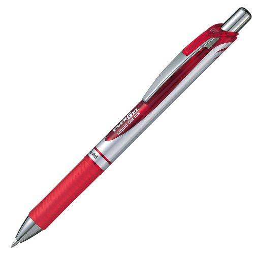 ぺんてる ボールペン ゲルインキ エナージェル ノック式 0.7mm シルバー軸 BL77-B 赤 10本 | 