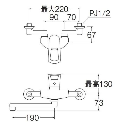 SANEI(サンエイ) シングル混合栓 キッチン用 壁付き 節水コア付 オールメッキ 寒冷地用 K1712K-13 |  | 01