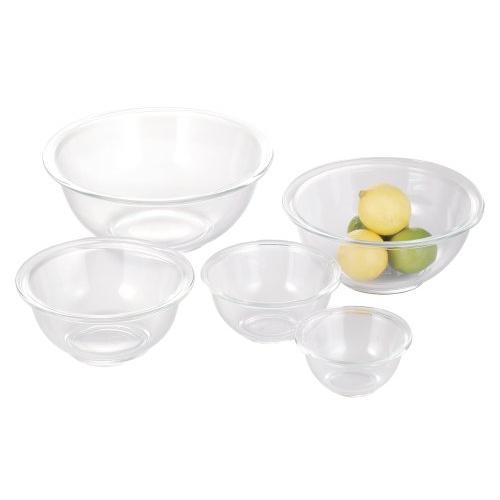 iwaki(イワキ) AGCテクノグラス 耐熱ガラス ボウル 丸型 5点セット 電子レンジ/オーブン/食洗器対応 食材を混ぜやすい広口デザイン | 