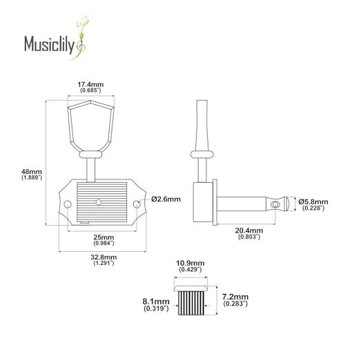 Musiclily Basic L3+R3 ヴィンテージ クルーソンタイプペグ LP SGレスポールエレキギター/アコースティックギター用、クロ |  | 01