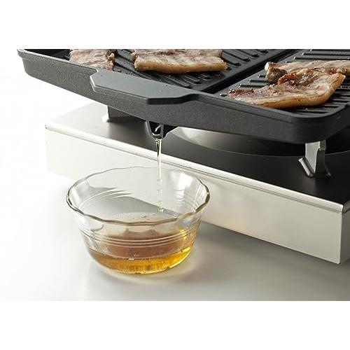 イシガキ 焼肉プレート ブラック 幅37×奥行26×高さ4.2cm 角型 おいしさ特選便 ヘルシー 焼肉グリル カセットコンロ用 余分な油 落と |  | 01