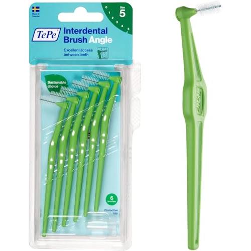 TePe テペ アングル歯間ブラシ 6本入りブリスターパック 0.8mm グリーン Lサイズ | 