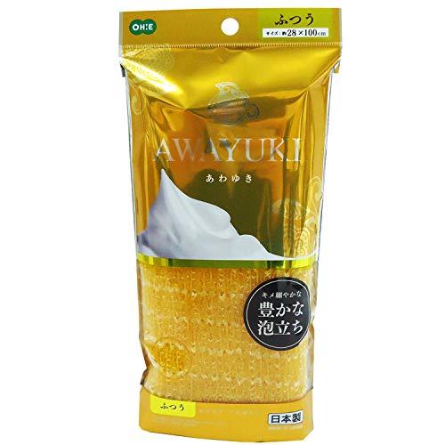 オーエ ボディタオル ふつう オレンジ 約幅28×長さ100cm あわゆき 体洗い タオル 豊かな 泡立ち 日本製 | 