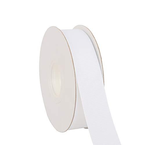 【IDECORRIBBONS】横長25mm ポリエステルグログランリボン 縦長22m # 029ホワイト | 
