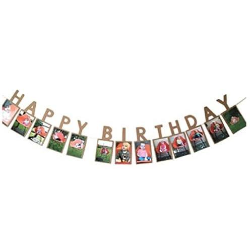 お誕生日 フォトガーランド ＨＡＰＰＹＢＩＲＴＨＤＡＹ ハッピー バースデー ガーランド 写真 クラフト紙 | 