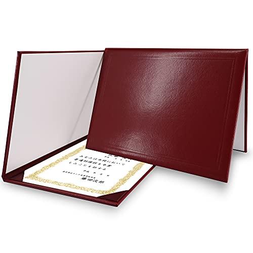 GraduationMall 感謝状 卒業証書・賞状ファイル 二つ折り 紙A4判 赤 | 