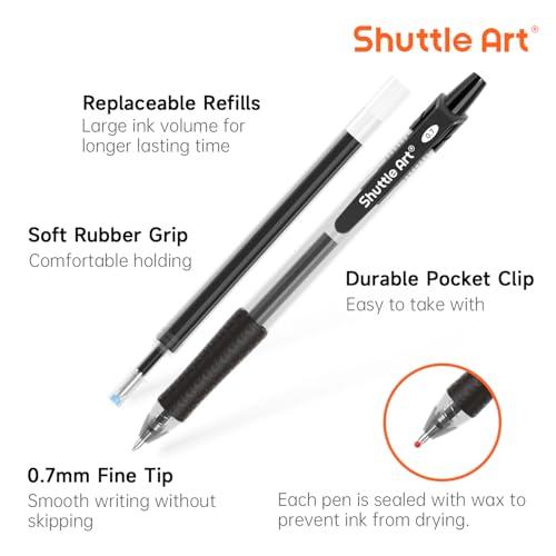 Shuttle Art ジェルボールペン ゲルペン ゲルインク ノック式 ブラック 0.7mm 20本 28替え芯 48パック 速乾 クリップ付 |  | 01