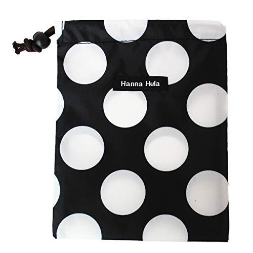 Hanna Hula ペット 消臭マナー巾着 S 抗菌 うんち袋 消臭袋 ブラックドット 縦22cm×横16.5cm | 
