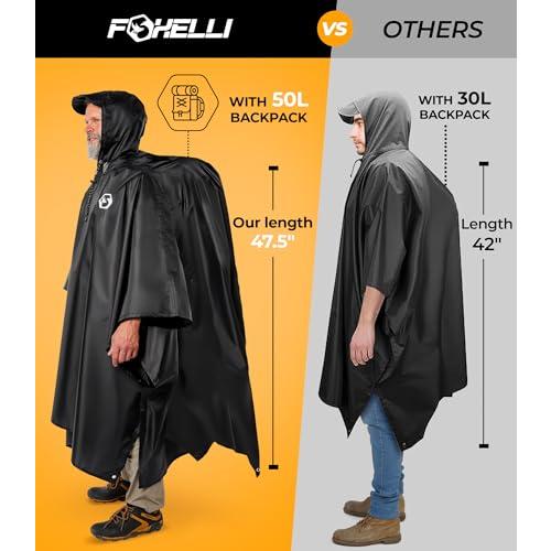 Foxelli(フォクセリ) フード付きレインポンチョ 防水 緊急用