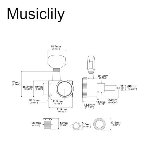 Musiclily Pro 6連 2ピン ギター ロック式ペグ ストラト/テレキャスター エレキギター用、クローム |  | 01