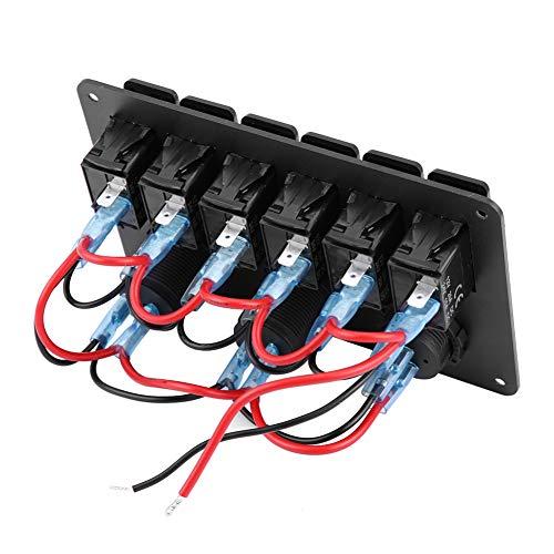 KIMISS 令和最新型 ABS 6ギャング 防水ON-OFFトグルスイッチパネル デュアルUSBソケット充電器 LED電圧計 12V 24V電 |  | 01