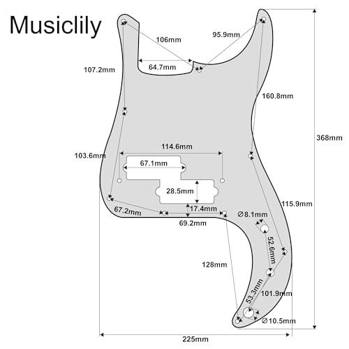 Musiclily Pro 10穴 プレシジョンベースPBピックガード 4弦日本製Fender Precision Bass用、1P ホワイト |  | 01