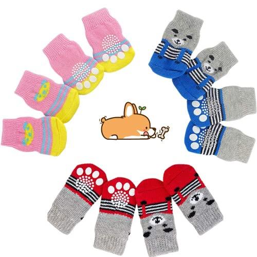 SUPERMOOM ペット用靴下 猫 犬用ソックス 犬の靴下 暖かい 犬用靴下 ンチスリップ 猫 子犬 室内 柔らか 滑り止め ニット織り 肉球 | 