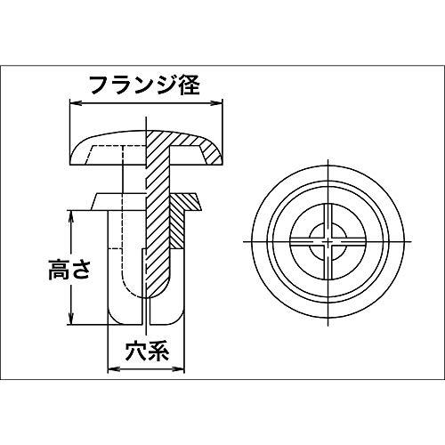 TRUSCO(トラスコ) プッシュリベット 板厚2.5~3.5mm 穴径4.1Φ 長さ5.0 黒 50個入 TPR4050-BK |  | 01