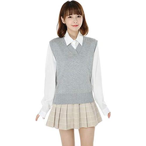 [syvent] 学生 vネック ベストニット セーター トップス 薄手 ノースリーブ セーター （M-4XL） |  | 01