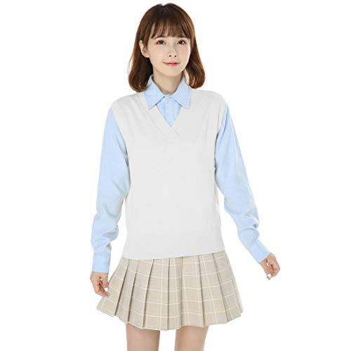 [syvent] レディース vネック 夏 ベスト ニット 薄手 女子 学生 スクールベスト （M-4XL） |  | 01