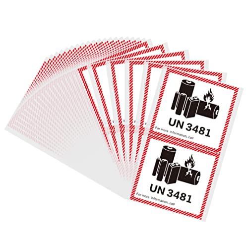 Hybsk un3481 電池 ステッカー 荷札 輸送 注意シール 矩形海運 120 mm×110 mmリチウムイオン シール 50枚 ? | 