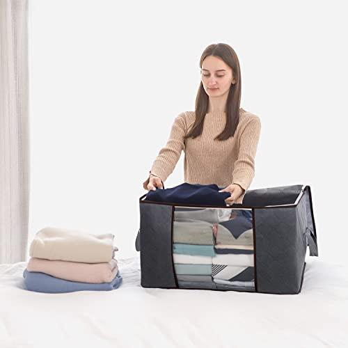 Lifewit 衣類収納ケース 衣装ケース 洋服収納 服 収納 ふとん収納袋 3個組 90L大容量 透明窓付き 上部ファスナー式 通気性不織布 |  | 01