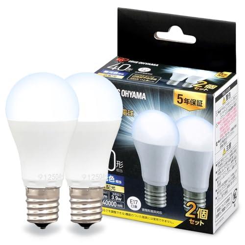 【E17】アイリスオーヤマ LED電球 40W形相当 昼光色 口金直径17mm 広配光 2個パック 密閉器具対応 LDA4D-G-E17-4T6 | 