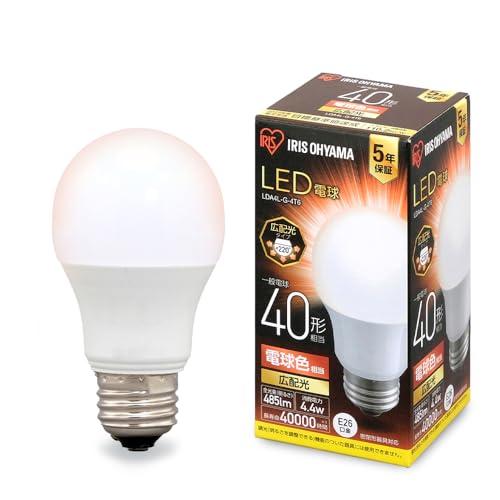 アイリスオーヤマ LED電球 口金直径26mm 広配光 40W形相当 電球色 密閉器具対応 LDA4L-G-4T6 | 