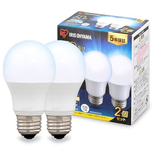 アイリスオーヤマ LED電球 口金直径26mm 広配光 60W形相当 昼白色 2個パック 密閉器具対応 LDA7N-G-6T62P | 
