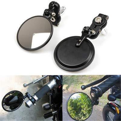 Karun バイクミラー汎用バイクミラーバーエンドミラーCNC丸形左右セット角度自由に調節 などに適用 折り畳み式 (折りたたみ) | 