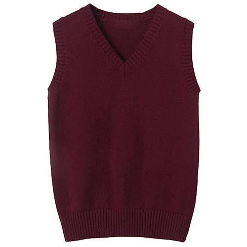 [BARYPORY] 制服 ベスト ニット 綿 Vネック ノースリーブセーター スクール 学生 シンプル 男の子 女の子 無地 ゆったり 学校制 | 