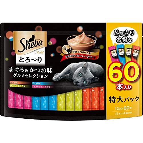 シーバ とろ~り メルティ おやつ 成猫用 まぐろ&かつお味グルメセレクション 12g×60本 水分補給 キャットフード | 