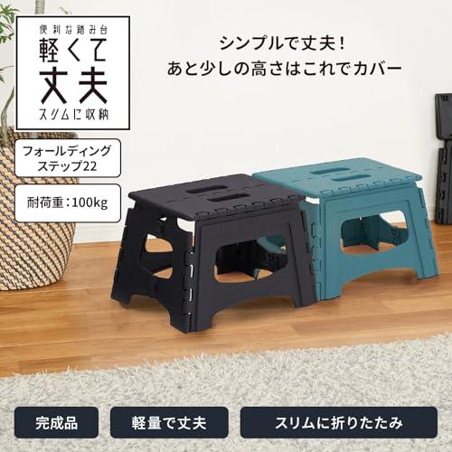 天馬(Tenma) 隙間に収納できる折り畳み踏み台 フォールディングステップ 室内用 脚立 軽くて持ち手付きのステップ 頑丈【色 ブラック】【耐 |  | 01