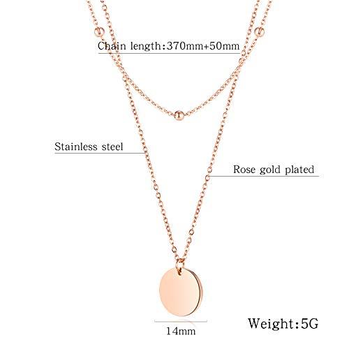 [Deelfel] ネックレス レディース ピンクゴールド 18K メダル 円形ペンダント おしゃれ 珠 2連チェーンネックレス シンプルデザイ |  | 01
