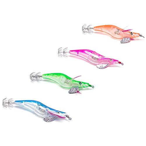 GoodsLand 【 4個セット 】 水中で光る LED エギ 2.5号 エギング タコ イカ 釣り 仕掛け 釣り餌 アオリイカ ルアー ジグ | 