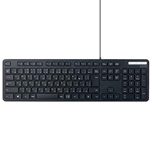 エレコム(ELECOM) 有線キーボード TK-FCM108KBK 薄型 メンブレン式 抗菌 フルサイズ テンキー付 ブラック | 