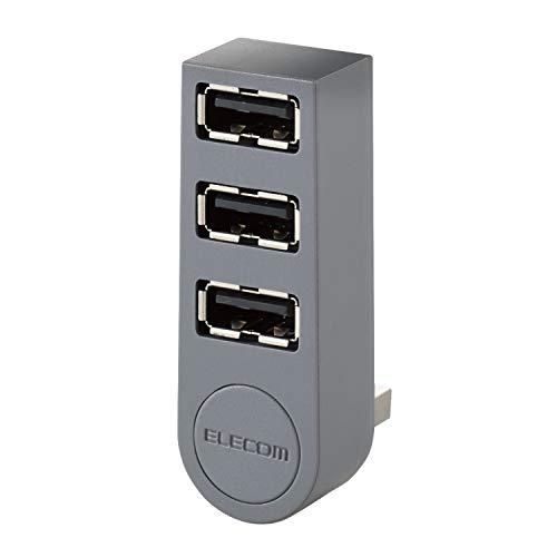 エレコム USBハブ U2H-TZ325BGY/EC USB2.0 Aポート×3 機能主義 直挿し グレー MacBook/Surface/Ch | 