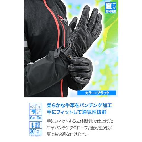 デイトナ(Daytona) バイク グローブ 夏 メッシュ スマホ対応 カウレザー パンチング スタンダードグローブ HBG-129 ブラック |  | 01