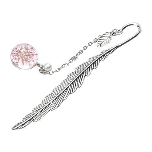 prendre しおり ブックマーカー 花 金属 メタル ドライフラワー 栞 ギフト プレゼント 母の日 おしゃれ ガラス球 （ピンク） PR- | 