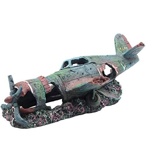S-Lifeeling 水槽 装飾 戦闘機 ヴィンテージ 飛行機 遺跡 風景 魚 エビシェルター 洞窟 隠れ家 樹脂 水族館 装飾 亀 タンク | 