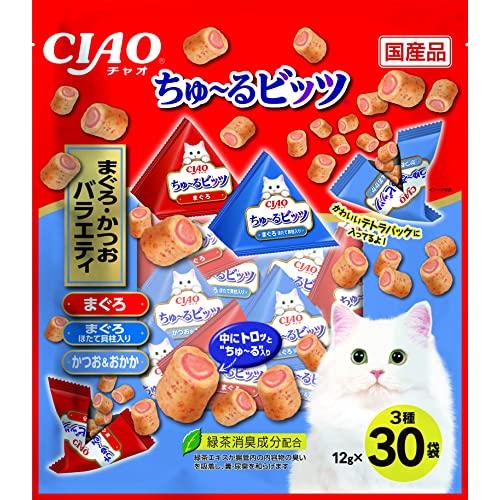 チャオ (CIAO) ちゅ~るビッツ まぐろ・かつおバラエティ 12g×30袋 猫用おやつ | 