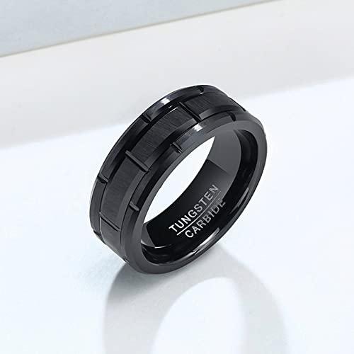 [Rockyu] アクセサリー 指輪 メンズ おしゃれ タングステン リング ブラック シンプル 8mm マッド質感 幅広 |  | 01
