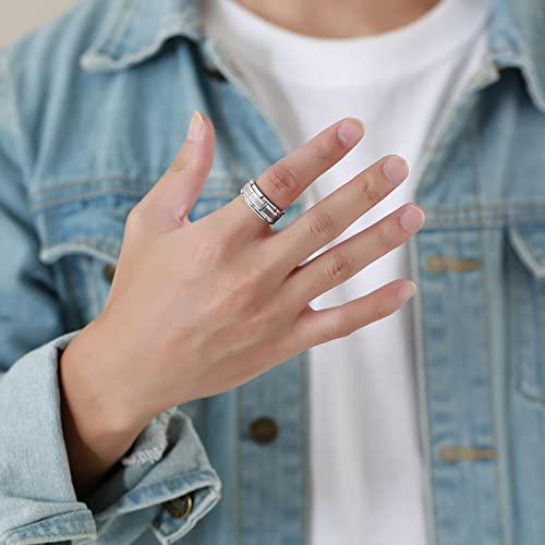 Rockyu アクセサリー 指輪 メンズ シルバー タングステン リング シンプル 8mm マッド質感 幅広 |  | 01