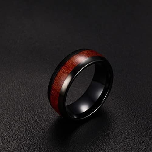 [Rockyu] 指輪 メンズ リング 21号 タングステン 木 ブラック ブラウン 耐久性に 幅 8mm |  | 01