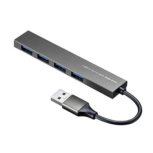 サンワサプライ USB3.2 Gen1 4ポート スリムハブ USB-3H423SN シルバー | 